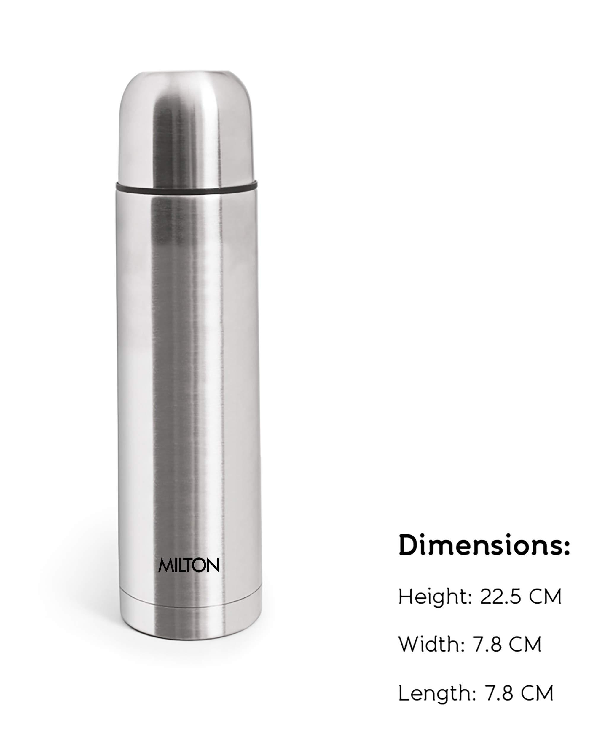 MILTON Milton Plain Lid 350 Thermosteel 24 Hours Hot and Cold Water Bottle, 1 Piece, 350 ml, Silver | Leak Proof | Office Bottle | Gym Bottle | Home | Kitchen | Hiking | Trekking | Travel Bottle