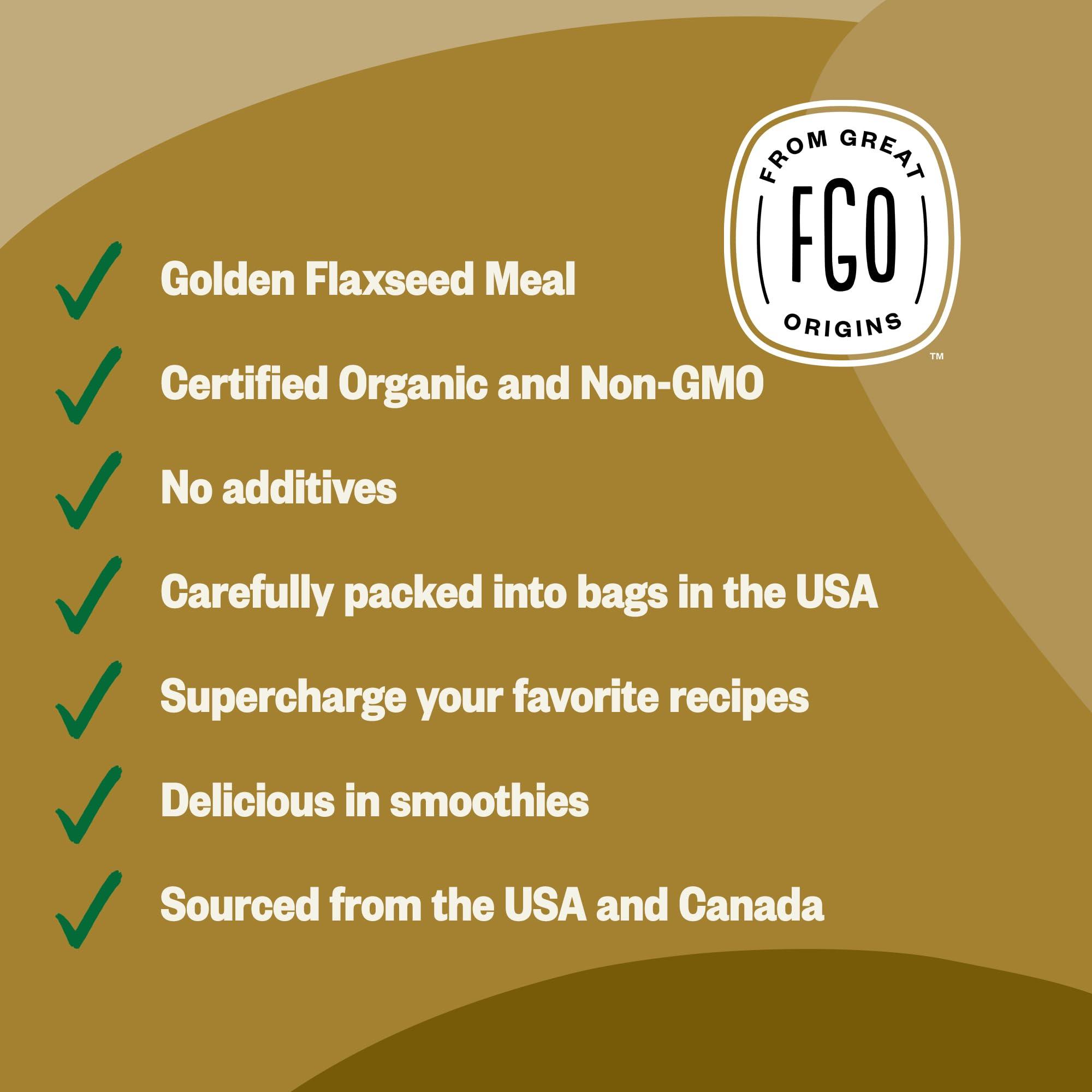 FGO FGO Organic Ground Golden Flaxseed Meal, Cold Milled, Grown in USA, 2 Pound (Pack of 1)