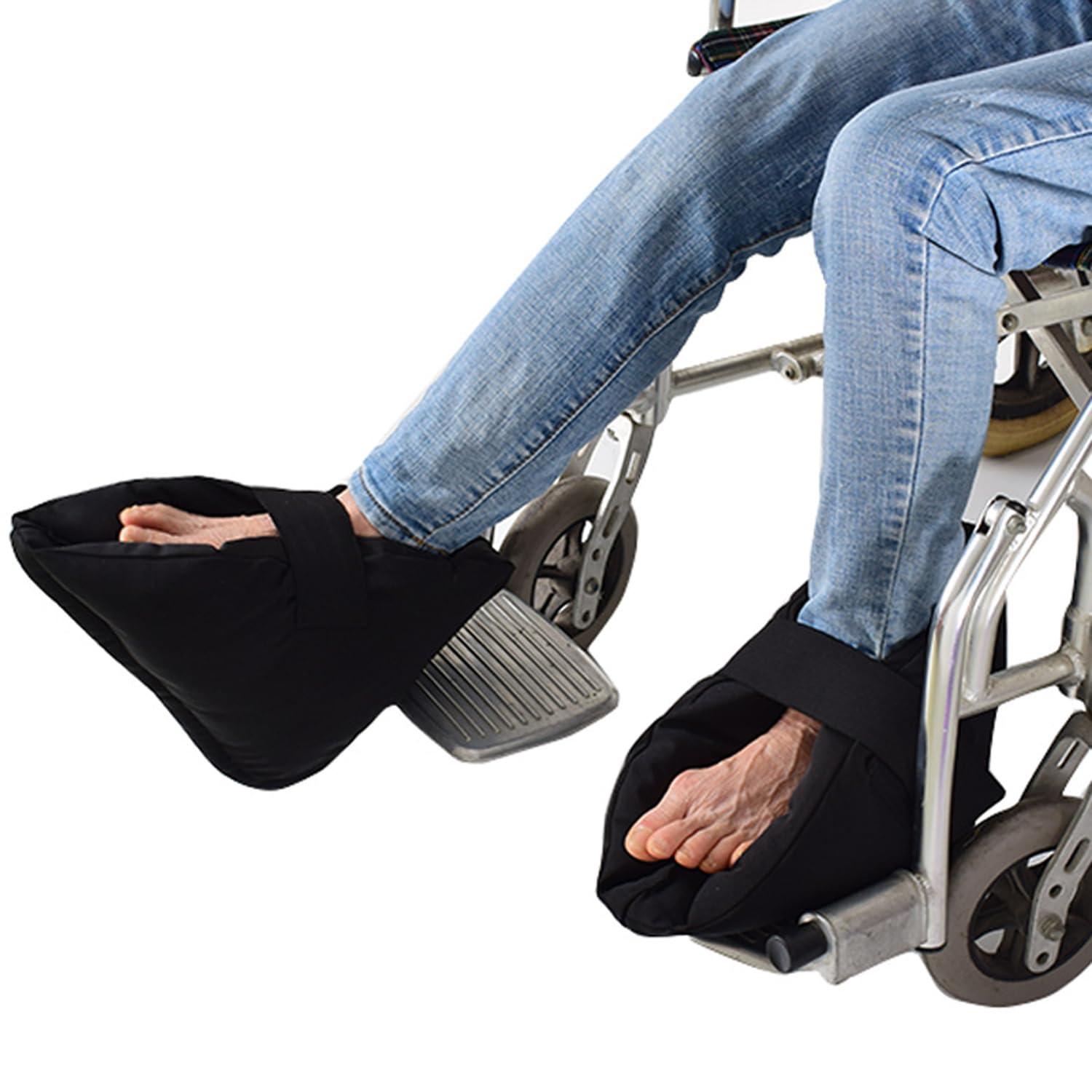 BXT Heel Protectors Cushion Against Bed Pressure Sores Ulcers, Comfort Feet Pillow Pads Heel Pain Relief, for Bedridden Elderly in Bed/Wheelchair, Black, One Pair