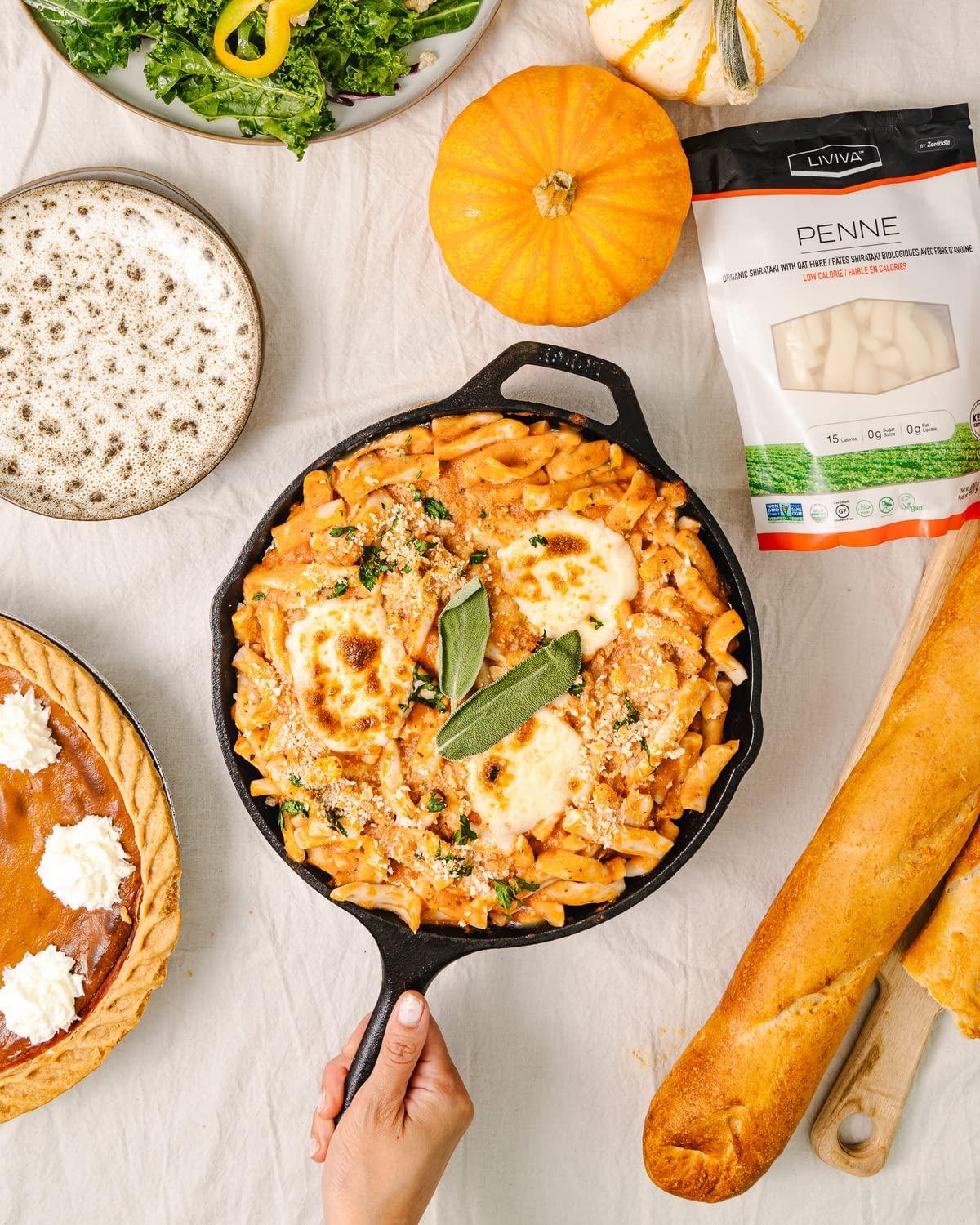 LIVIVA LIVIVA Organic Shirataki Penne with Oat Fiber, Low-Calorie Pasta made from Konjac Root, Non-GMO, Gluten Free and Keto Certified, 14.11 Ounce (Pack of 6)