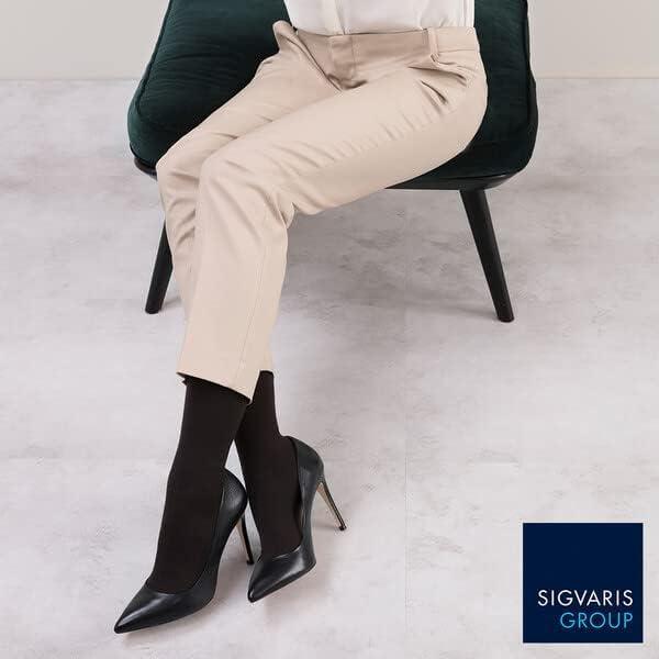 Sigvaris SIGVARIS Womens Merino Wool Knee-High Compression Socks 15-20mmHg - Black - C (Large)