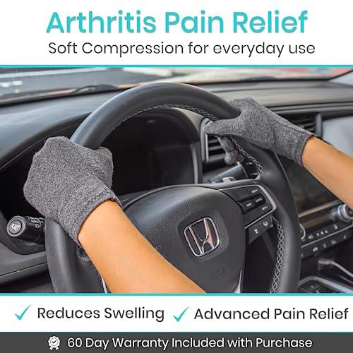 Vive Vive Compression Arthritis Gloves - Comfortable Fit for Men and Women - Full Finger Support for Rheumatoid, Osteoarthritis, Hand Pain, Arthritic Joint Symptom Relief - FSA/HSA Eligible