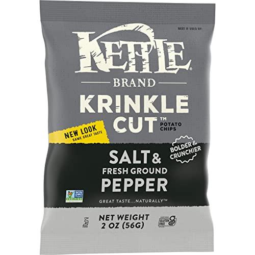 Kettle Brand Kettle Brand Potato Chips, Krinkle Cut, Salt & Fresh Ground Pepper Kettle Chips, 2 Oz