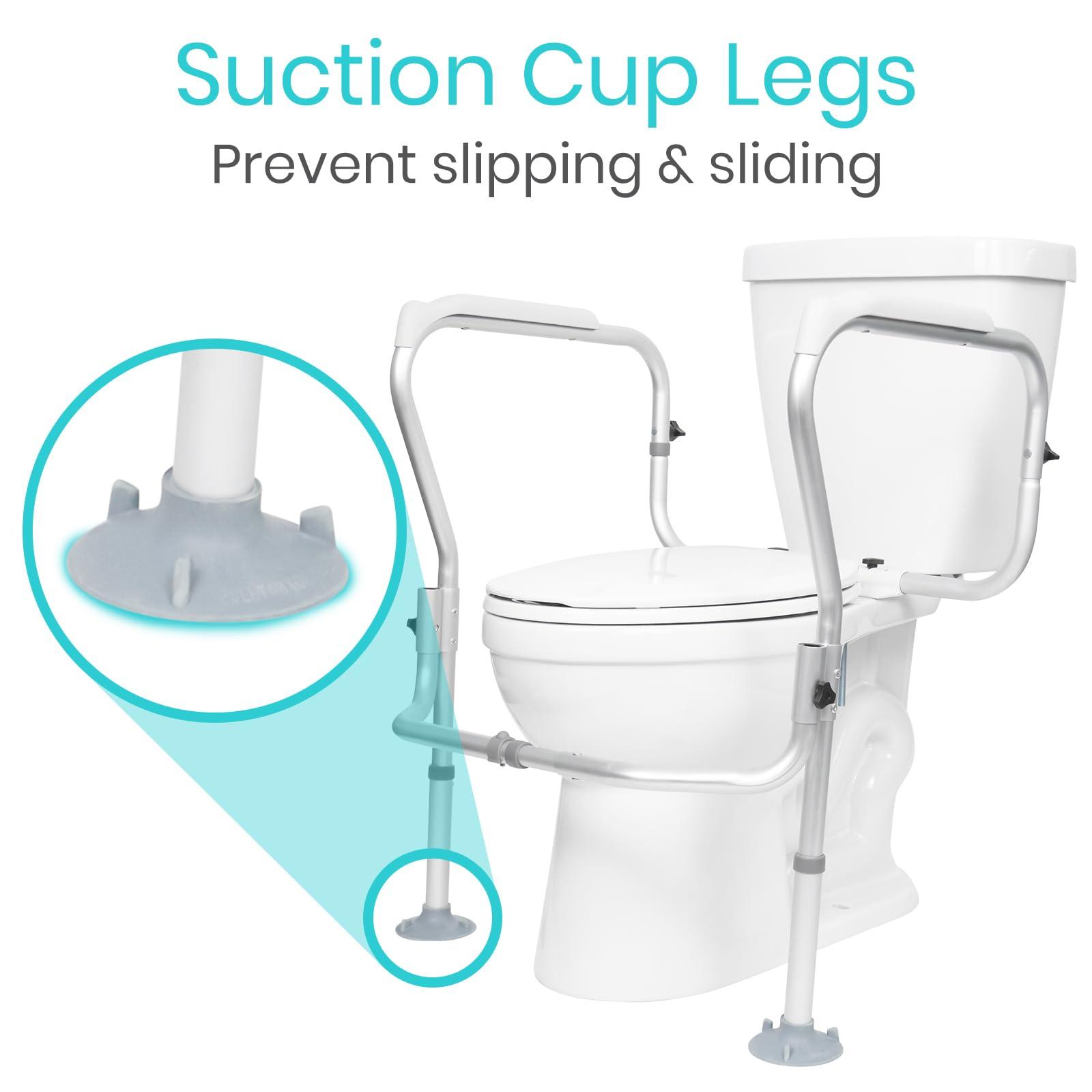 Vive Vive Toilet Safety Rail Frame - Toilet Grab Bars for Elderly, Disabled - Assist Support Rails with Padded Handles - Stand Alone for Bathroom - Adjustable Non Slip for Adults, Seniors, Handicapped