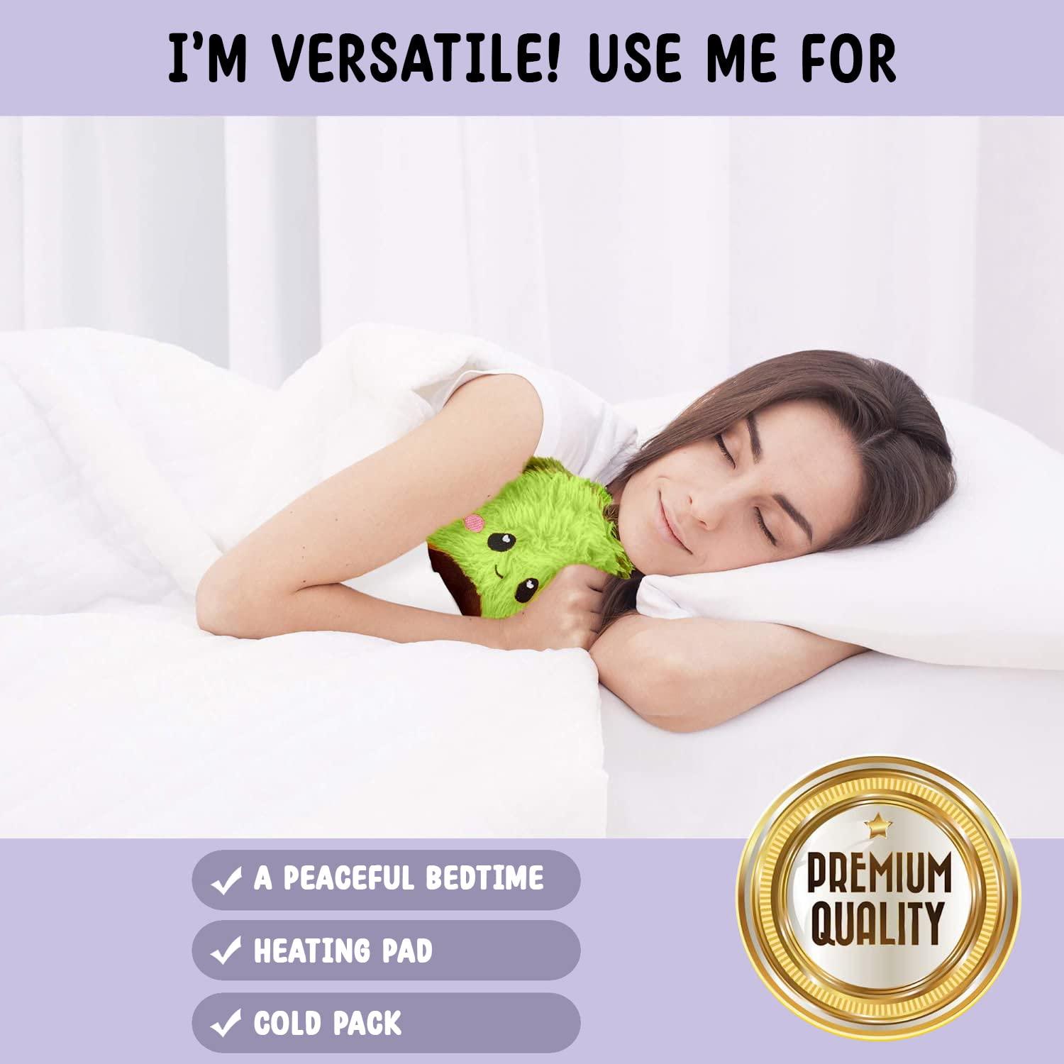 Happy Fuel Avocado Microwavable Unscented Heating Pad for Women and Kids- Cute Soft Cozy Pillow Plush Heatable Warm Stuffed Animals - Kawaii Hot and Cold Plushie Food Toy - Avocado Gifts for Girls and Boys