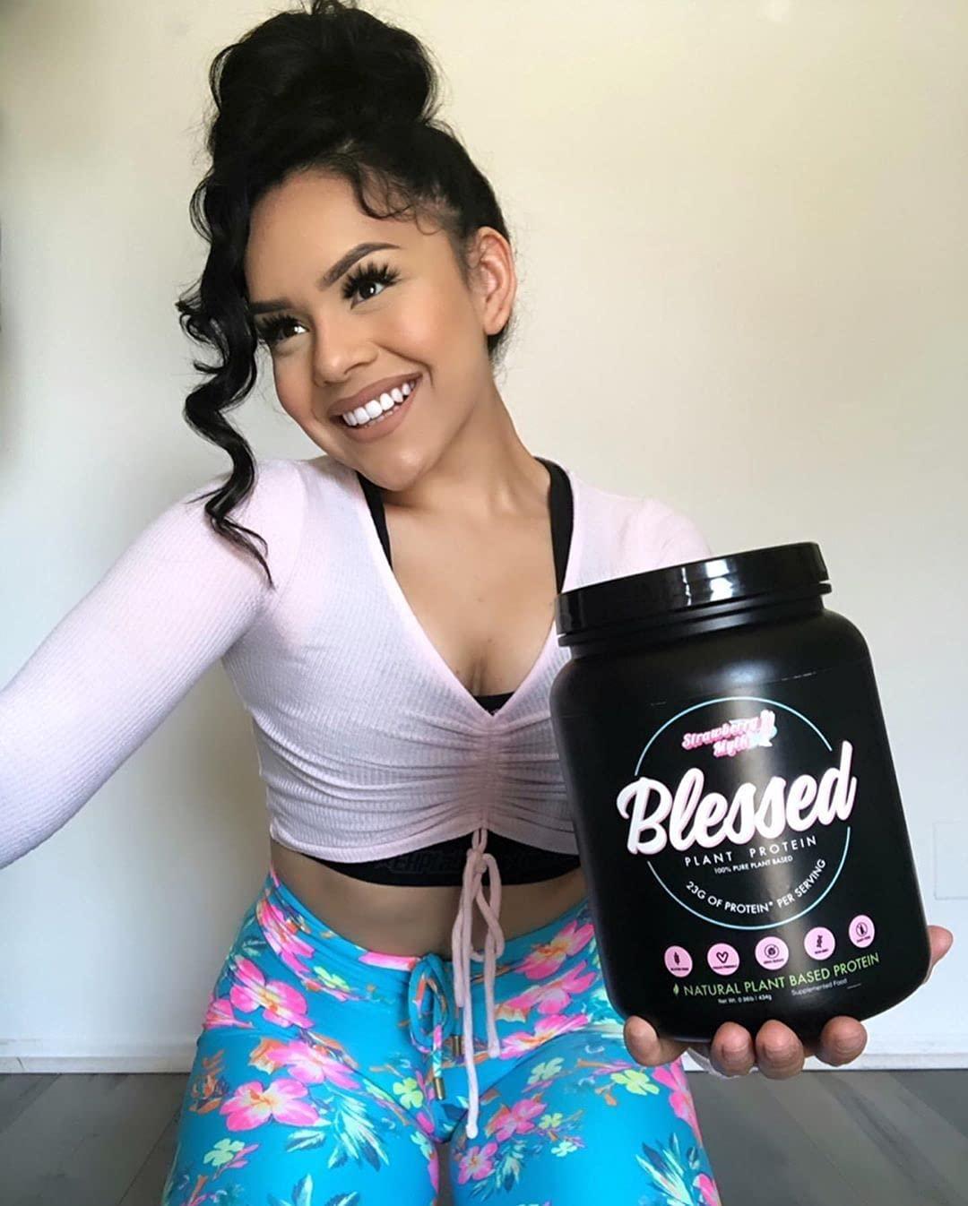 BLESSED BLESSED Vegan Protein Powder - Plant Based Protein Powder Meal Replacement Protein Shake, 23g of Pea Protein Powder, Dairy Free, Gluten Free, Soy Free, No Sugar Added, 30 Servings (Strawberry Mylk)