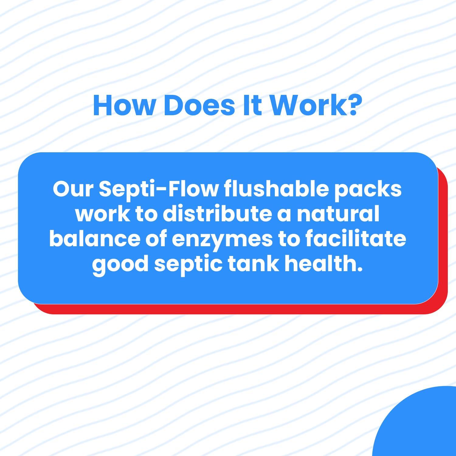 Septi-Flow Septic Tank Treatment | Septic Enzyme Pods | 1 Year Supply | 2+ Billions CFUs per Pod | Fast-Dissolving, Live Bacteria-Plus Enzymes | Prevents Backups & Odors | Made in USA by Septi-Flow | 12 Packets