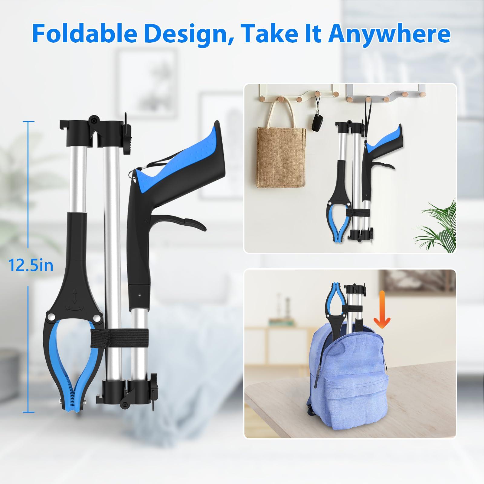 VerdiNex Premium Trash Picker Upper Grabber - Heavy Duty Trash Grabber for Seniors, 36\" Grabber Tool, Ergonomic Pick Up Stick Grabber for Easy Use, Foldable Claw Grabber Pickup Tool