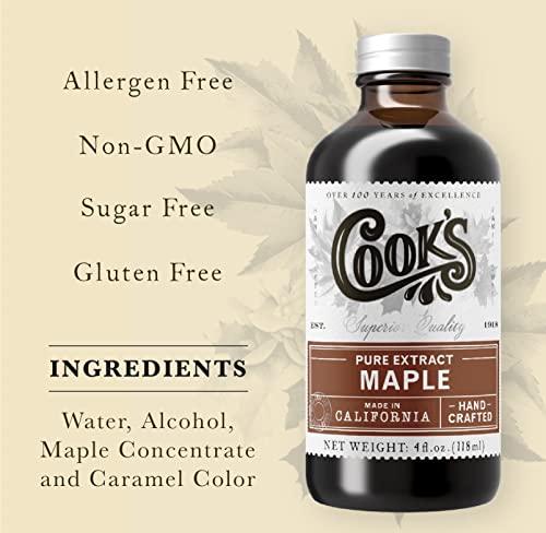 COOK'S Cook's, Pure Maple Extract, All Natural Premium Maple Sap from Vermont's Finest Maple Trees, 4 oz