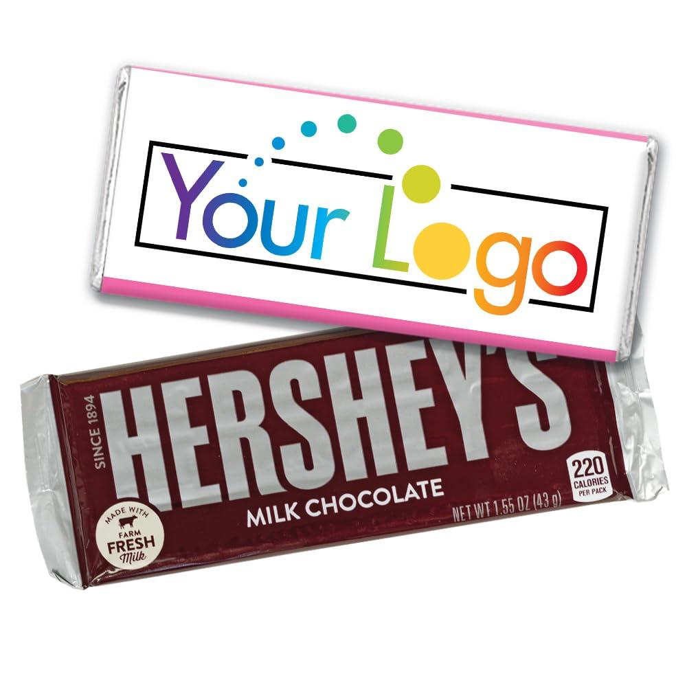Just Candy 50 Pcs Personalized Candy Promotional Items Add Your Logo Chocolate Bars - Bright Pink