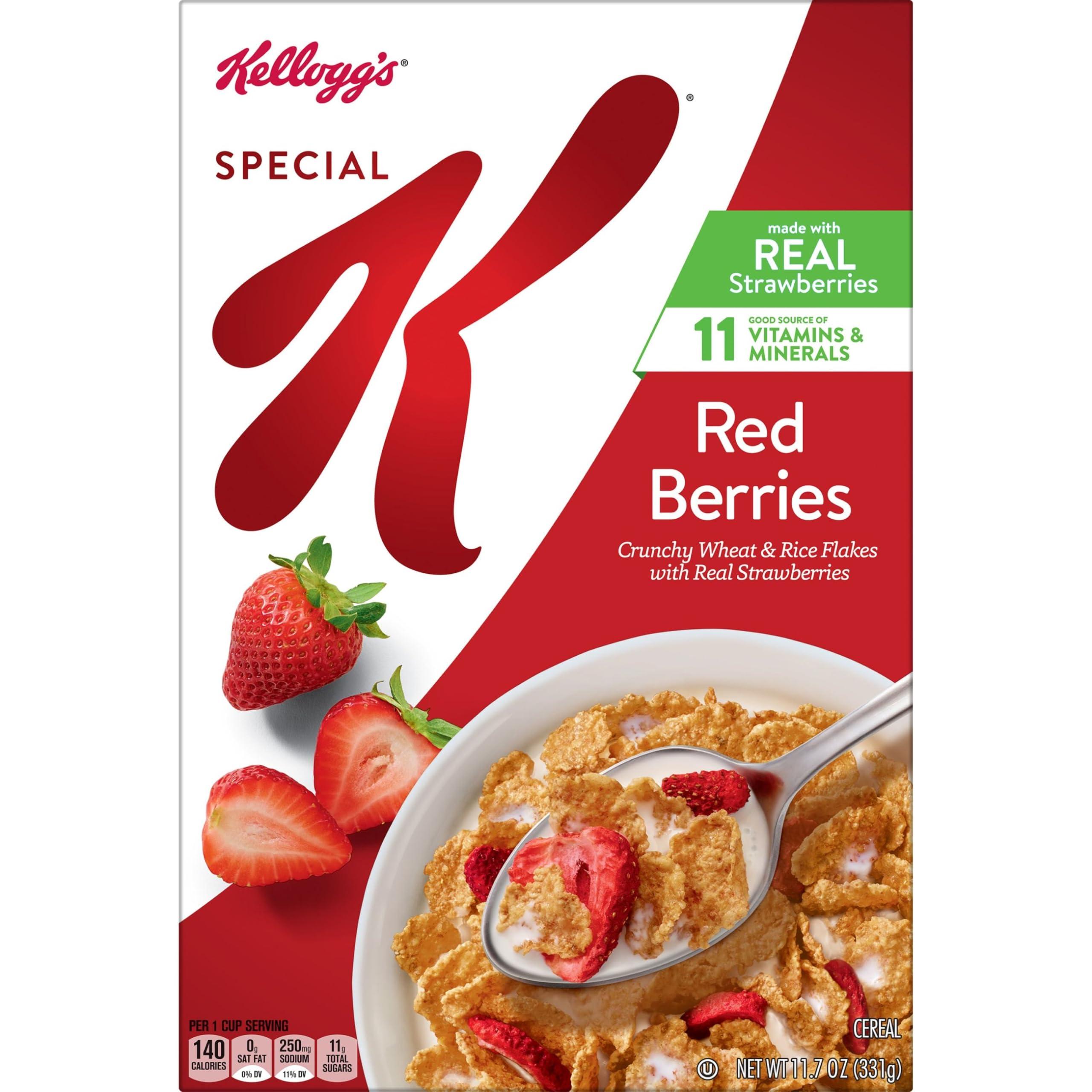 Special K Kelloggs Special K Breakfast Cereal, 11 Vitamins and Minerals, Made with Real Strawberries, Red Berries, 4.4lb Case (6 Boxes)