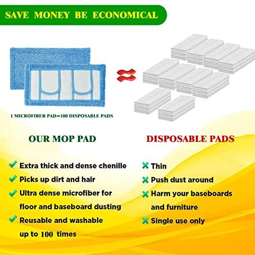 klaqian Klaqian 4 Pack Reusable Microfiber Mop Pads for Swiffer Sweeper and All 10-12 Inch Flat Mop Upgraded Wet Dry Cleaning Pads for All Hard-Floor