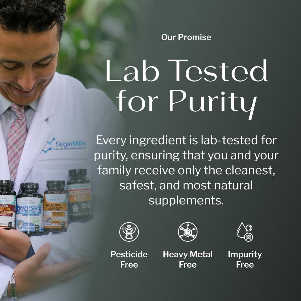 SugarMD SugarMD Super Berberine Supplement 250mg GlucoVantage Dihydroberberine with 4000mg Ceylon Cinnamon - 5X More Absorbable Than Regular Berberine 30 Capsules (30 Day Supply)