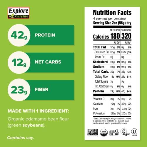 EXPLORE CUISINE Explore Cuisine Organic Edamame Spaghetti - 8 oz, Pack of 4 - Easy-to-Make Pasta - High in Plant-Based Protein - Non-GMO, Gluten Free, Vegan, Kosher - 16 Total Servings