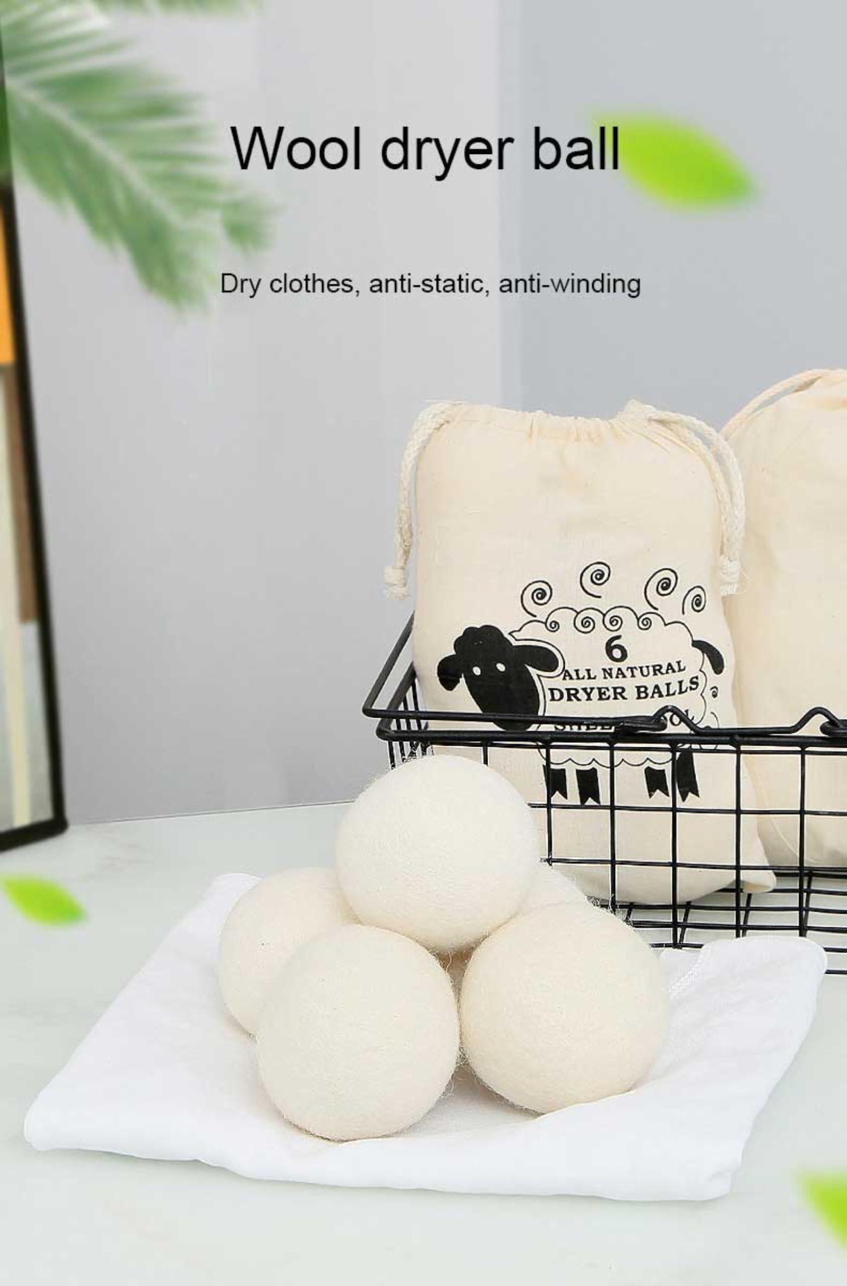 B0CMN1GKHV Wool Dryer Ball 100% Organic Wool from New Zealand. Natural Fabric Softener, Reusable, Reduces Clothing Wrinkles ans Saves Drying Time (Pack of 6)