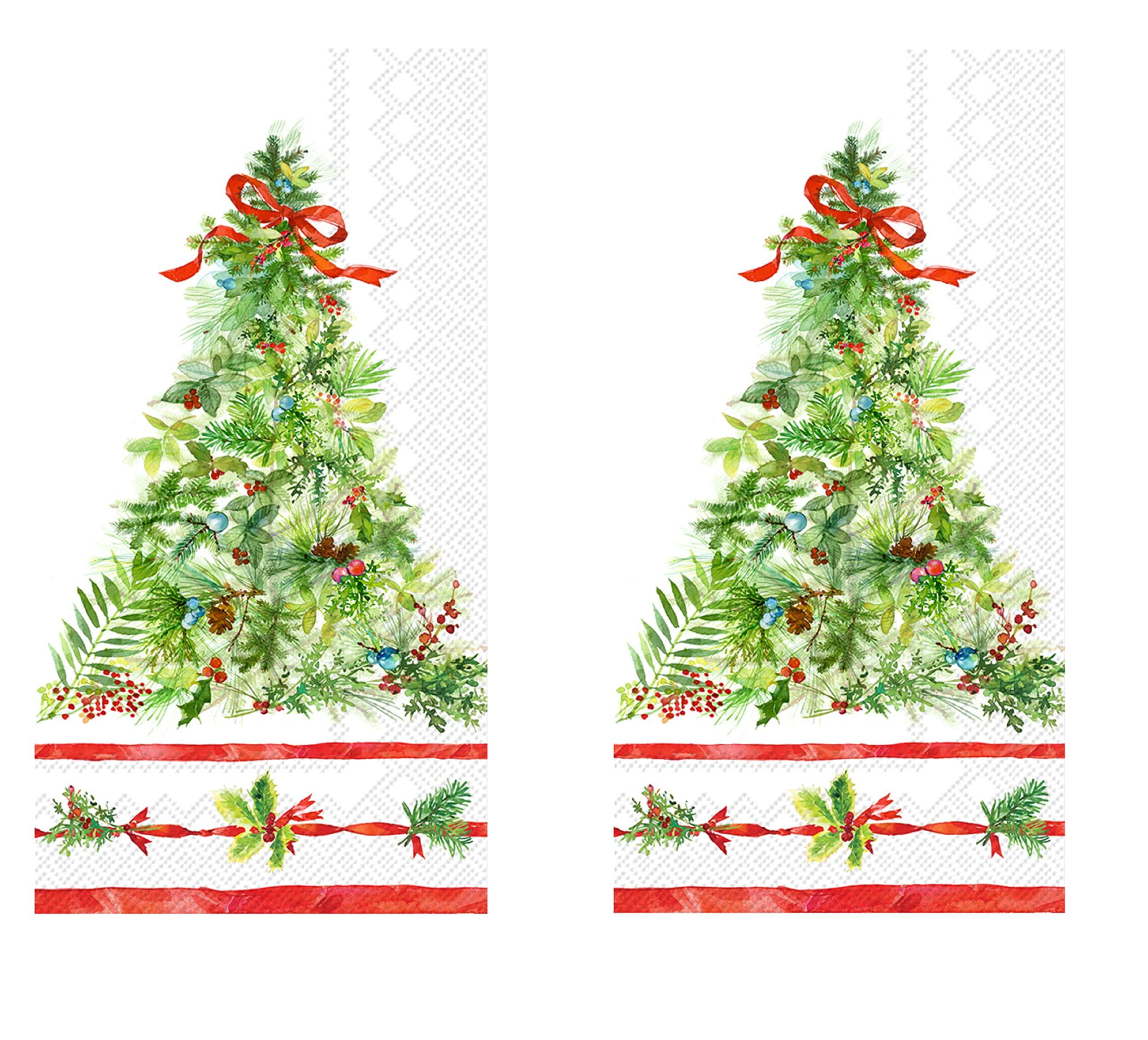 RLP Marketing LLC Christmas Hand Towels Sets: Quality Disposable Paper Hand Towels Featuring Holiday Themes - 32 Total Holiday Guest Towels Per Set (Peace Tree)