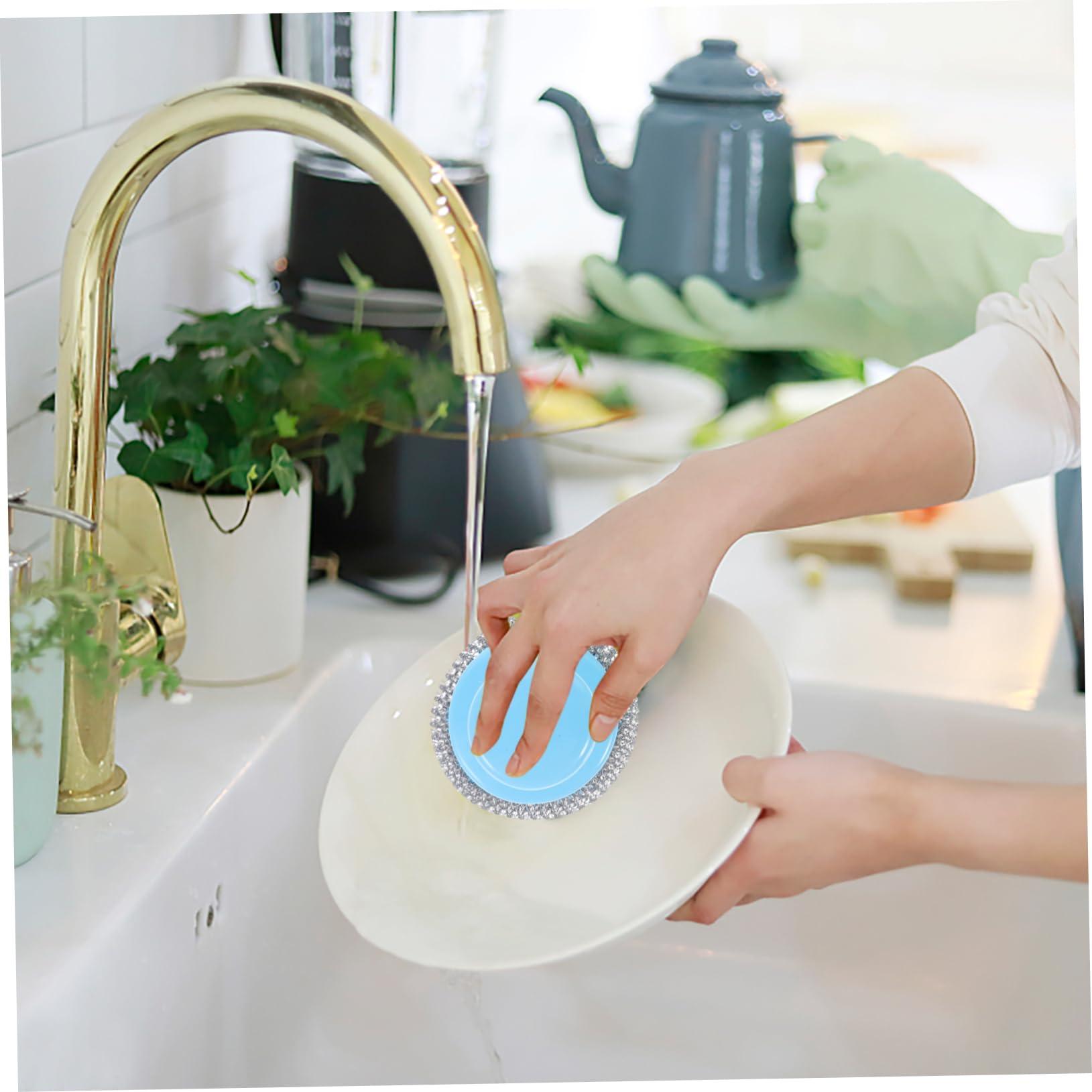 Healeved 10 Sets Wire Brush Handle Pot Cleaning Ball Pot Scrubber Grill Stone Cleaning Block Metal Scrubber Pan Scrubber Pot Cleaning Brush Home Pot Washing Tool Stainless Steel Scrubber