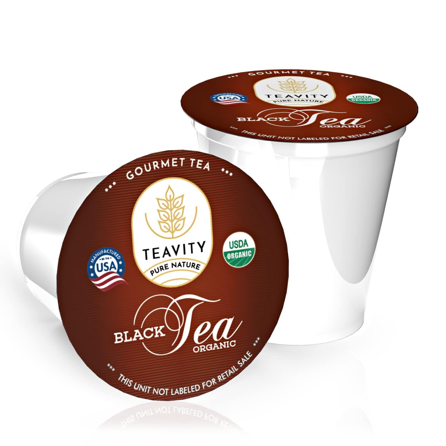 Teavity Organic Black Tea Pods for Keurig - Naturally Caffeinated Tea for KCup - Premium Unsweetened Black Tea for Hot Tea Brewing or Iced Tea by Teavity (36 Tea Pods)