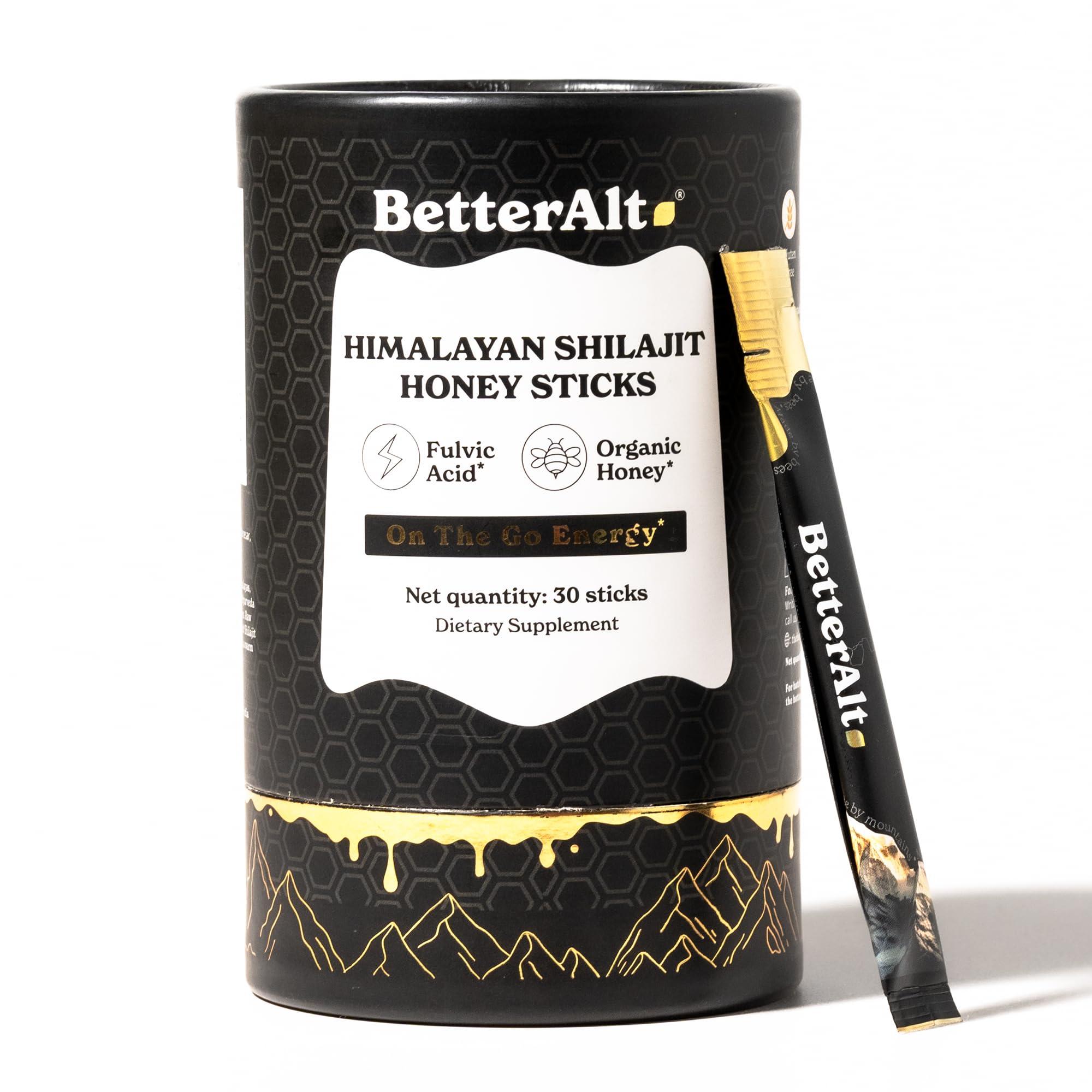 Better Alt Better Alt Pure Himalayan Shilajit Sticks with Organic Honey, Saffron | Easy to Consume Shilajit| 30 Sticks for Energy Boost & Immune Support, 85+ Trace Minerals, 75%+ Fulvic Acid