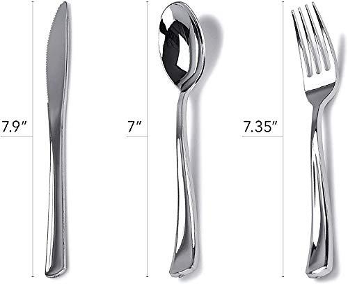 DHG PROFESSIONAL Pre-Rolled Dinner Napkin and Cutlery, Silver/Metallic Plastic (200 Sets)