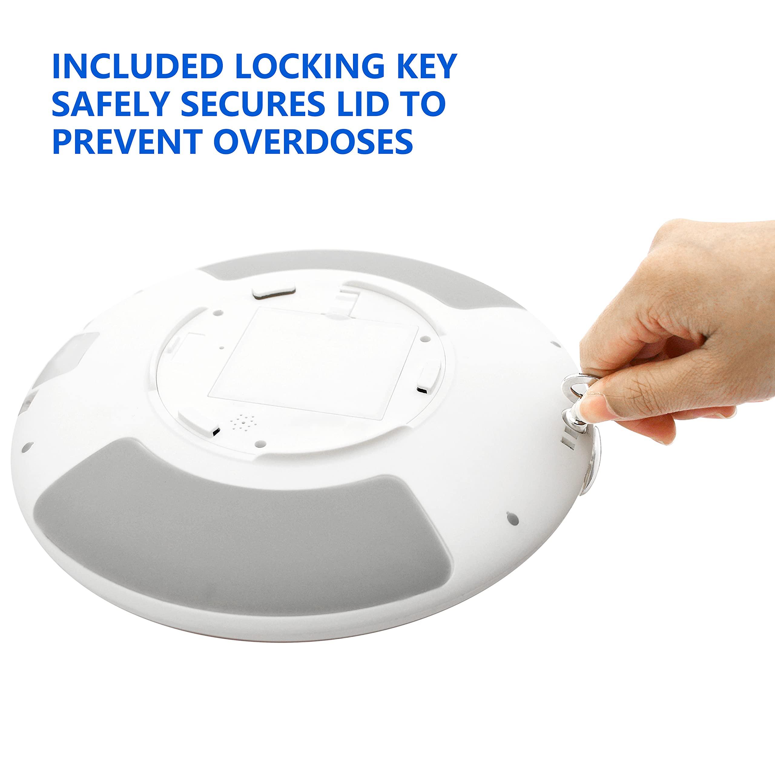 EziLife EZILIFE Automatic Pill Dispenser with Flashing Light, Sound, Alarm and Safety Lock, 28-Day Electronic Medication Organizer Dispense Vitamins and Tablets Up 6 Times/Day Easy Read Display (Frosted)