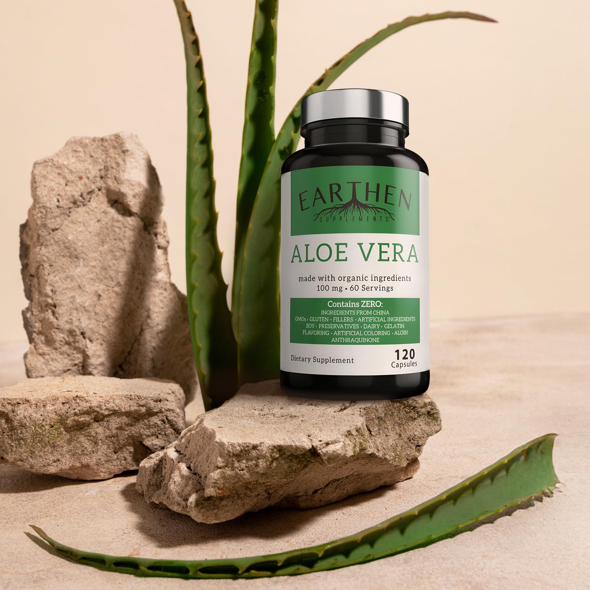 EARTHEN supplements Aloe Vera Supplement | Equivalent to 20,000mg | Made with Organic Ingredients | RAW All Natural | Non-GMO