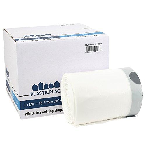 Plasticplace Plasticplace Custom Fit Trash Bags, Compatible with simplehuman Code H (200 Count) White Drawstring Garbage Liners 8-9 Gallon / 30-35 Liters, 18.5\" x 28\"