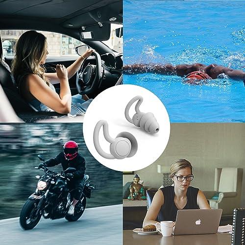 LIHOBI 10 Pairs Noise Reduction Ear Plugs, NRR 40dB Ultra Comfortable Silicone Reusable Ear Plugs for Sleeping, Snoring Swimming, Studying, Concerts, Noise Cancelling and Hearing Protection Grey