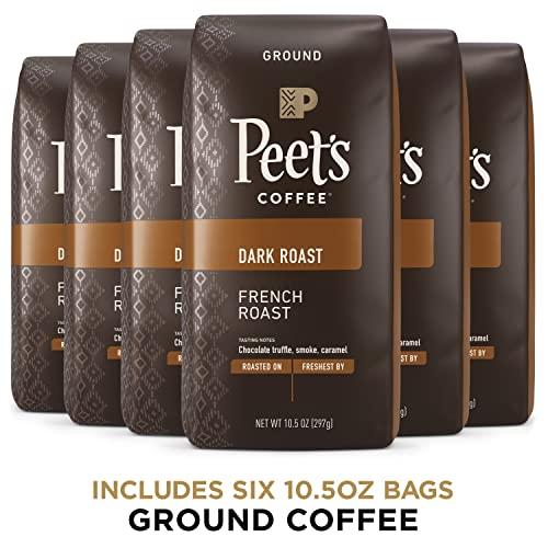 Peet's Coffee Peet's Coffee, Dark Roast Ground Coffee - French Roast 63 Ounces (6 Bags of 10.5 Ounces)