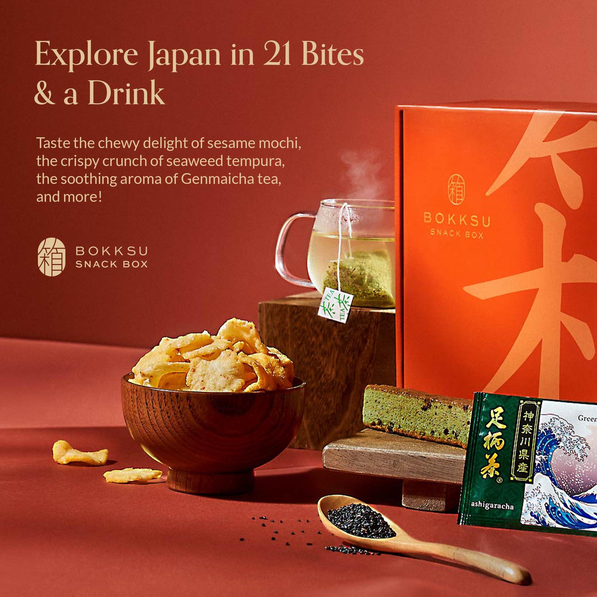 Bokksu Bokksu Seasons of Japan Snack Box - 1-Piece Tea + 22-Piece Snacks from Japan - Authentic Japanese Food Box with Cookies, Chips, Mochi, Crackers, Tea, and More