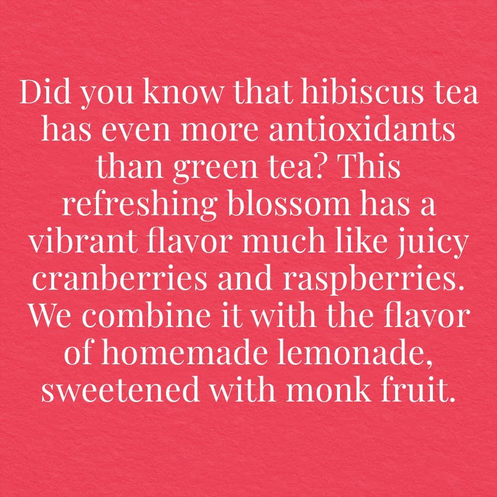 The Republic of Tea The Republic of Tea Keto-Friendly Sweet Iced Hibiscus Lemonade Herbal Tea, 8 Large Quart-Sized Iced Tea Pouches, Naturally Caffeine-Free
