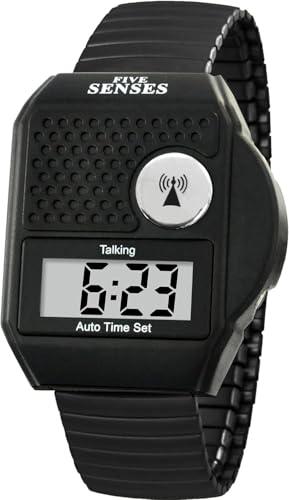 FIVE SENSES FIVE SENSES - English Atomic Talking Watch, Easy to use for Seniors Blind Men Women, Loud Talking Watch with Sound for Vision Impaired, Elderly Women, Blind People Products 1095 (Black)