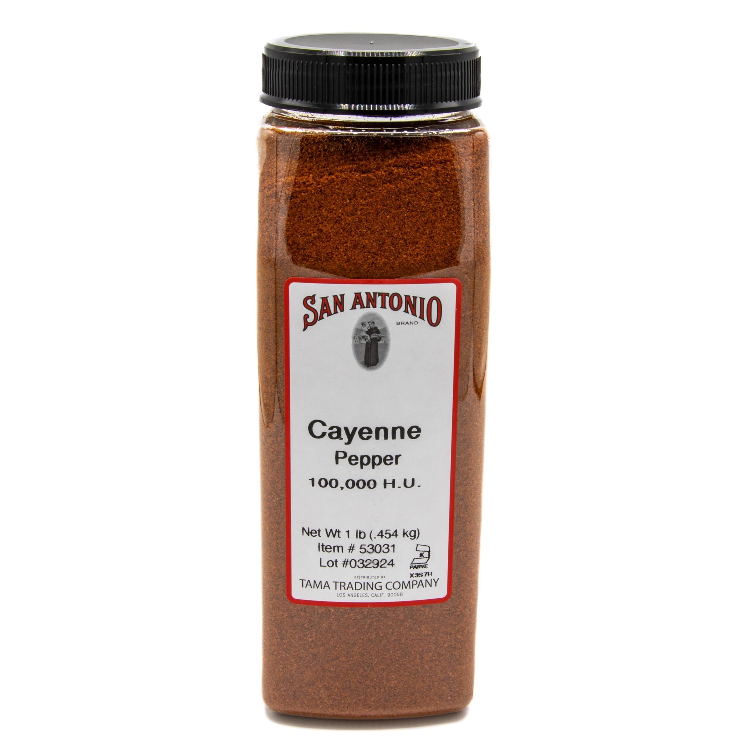 San Antonio Brand San Antonio Brand 16 Ounce Premium Ground Cayenne Pepper Powder 100K HU, (100,000 Heat Units), Hot Chili Powder, BBQ Rub, Bulk Food Service Size