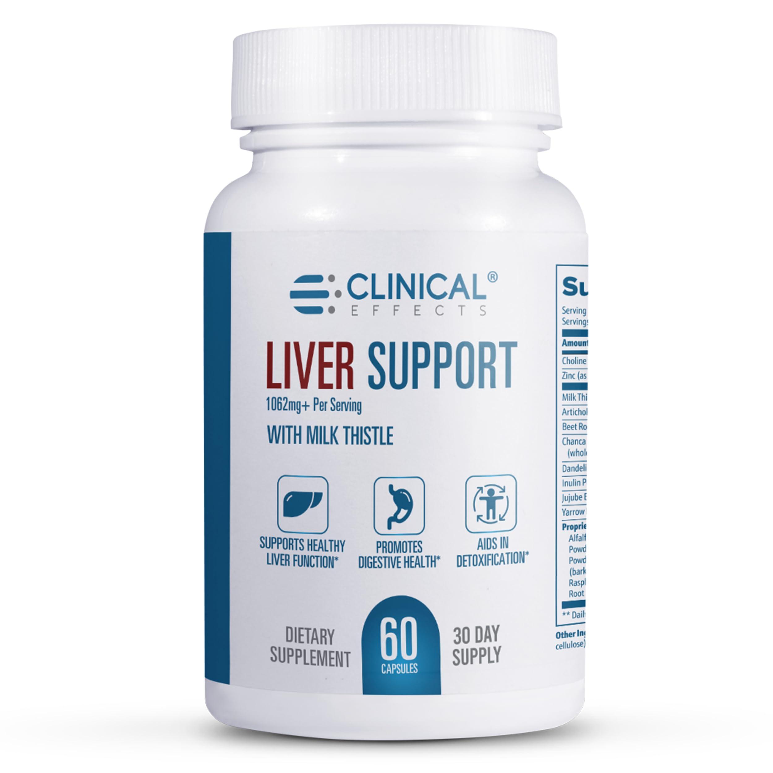 Clinical Effects Clinical Effects: Liver Support - Natural Milk Thistle and Zinc Supplement - 60 Veggie Capsules - Helps Detox and Cleanse The Liver - Supports Liver Function and Digestive Health - Made in The USA