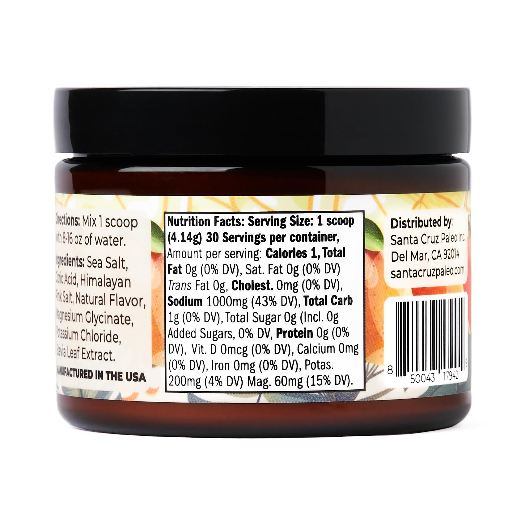 Santa Cruz Paleo Santa Cruz Paleo Real Salt Electrolytes Powder, Mango Lemonade, Hydration Drink Mix Made with Himalayan Pink Salt, Sea Salt, Gluten Free, Keto, Sugar Free, Paleo, 30 Servings, 1 Jar