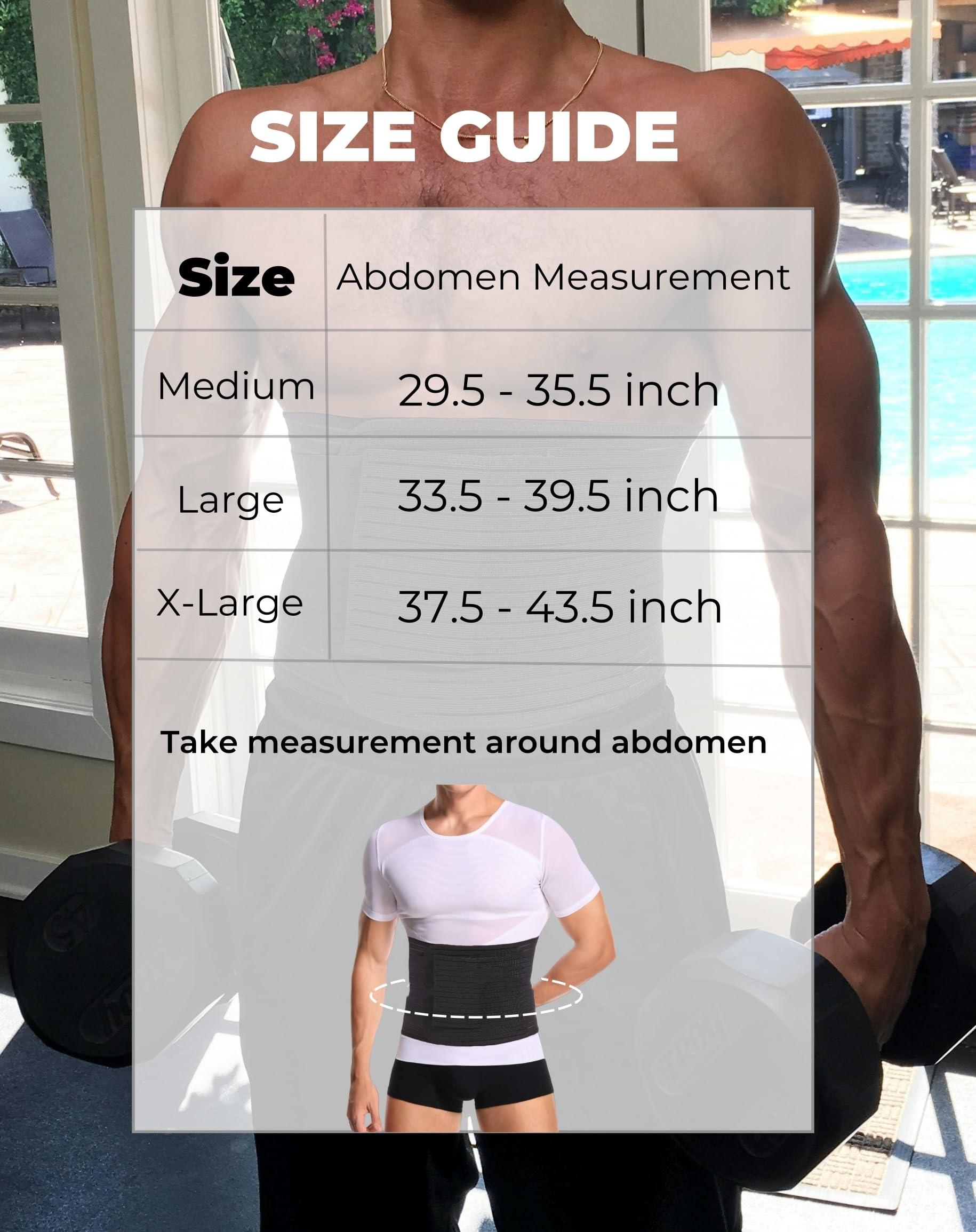 Reian Reian Men\'s Abdominal Binder for Post Surgery,Compression Wrap Abdomen Waist Support Belt for Hernia Surgery, Abdominal Injuries (Black, Large)