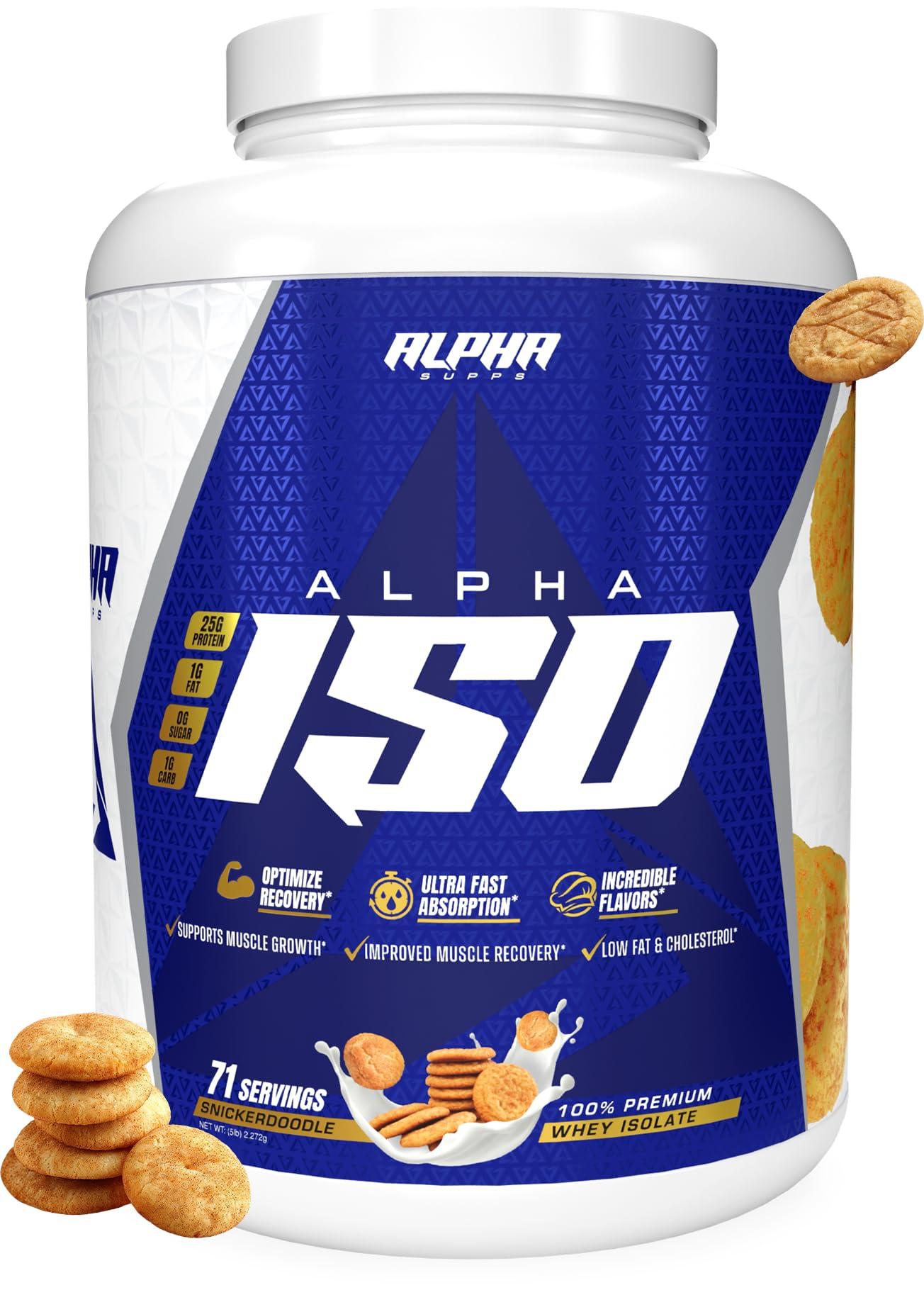 Alpha Supps Alpha Supps ISO, Low Carb 100% Whey Protein Isolate Powder, 25 Grams Per Serving, Helps Support Muscle Growth, Low Sugar and Gluten Free (Snicker Doodle, 5 lb)