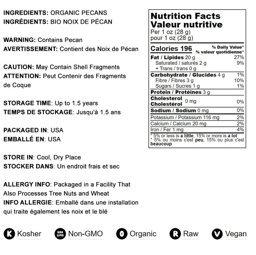 Food to Live Food to Live Organic Pecan Halves, 1.5 Pounds Non-GMO, Kosher, Raw Pecan Nuts, Unsalted, Vegan, Kosher, Shelled, Sirtfood, Bulk. Good source of Calcium, and Zinc. Great for Pecan Pie, Salads, Mixes