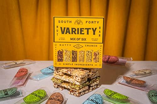 SOUTH FORTY SNACKS South 40 Snacks Mix of 6 Nut Bars, Extra Crunchy and Simple Nut Snack Bar, Nuts and Honey, Healthy Sweet Nut Clusters, Individually Wrapped Mediterranean Snacks, Natural Protein(40g Bar, Pack of 12)