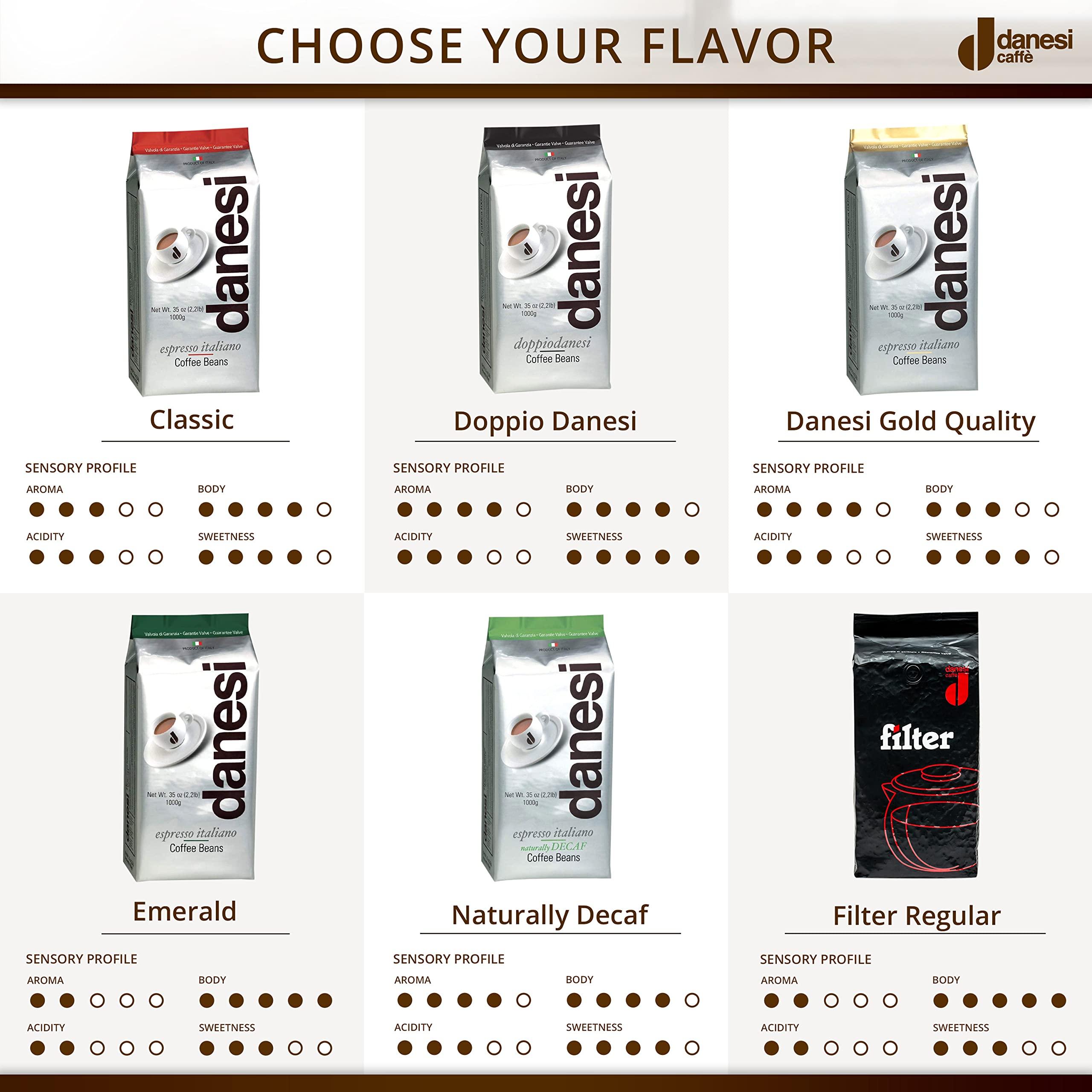 D DANESI CAFFÈ Danesi Caffe Italian Coffee Beans - Whole Roasted Coffee Beans for Espresso - Espresso Coffee Beans & Medium Roast Whole Bean - Coffee Bean - Coffee Beans Espresso - Coffee Whole Bean - Gold (4.5lb)