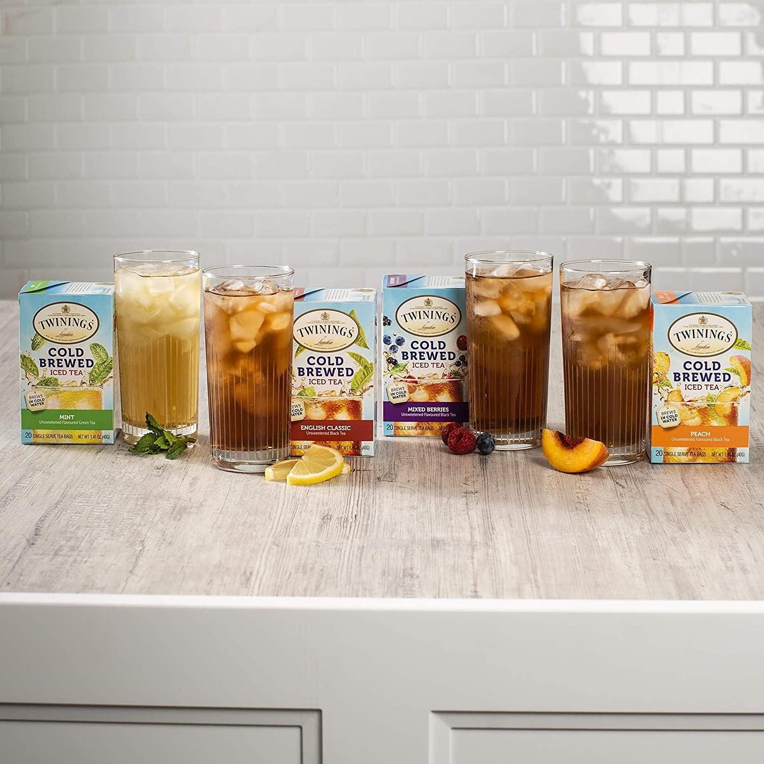 Twinings Twinings Mixed Berries Cold Brewed Iced Tea Bags, 20 Count (Pack of 6), Unsweetened Flavoured Black Tea, Caffeinated