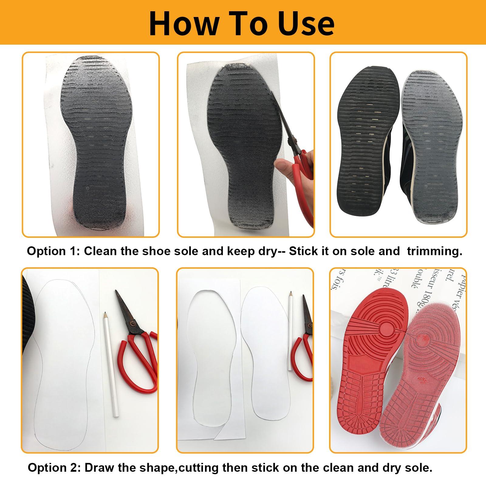 Wilcomft Wilcomft Shoe Sole Protectors for Sneakers,Strong Self-Adhesive Non-Slip Anti-Wear Sole Sticker for Shoes,Sole Shields Red Bottom Protectors for High Heels,14.2 x 5.2 Inches 4 Pcs Clear