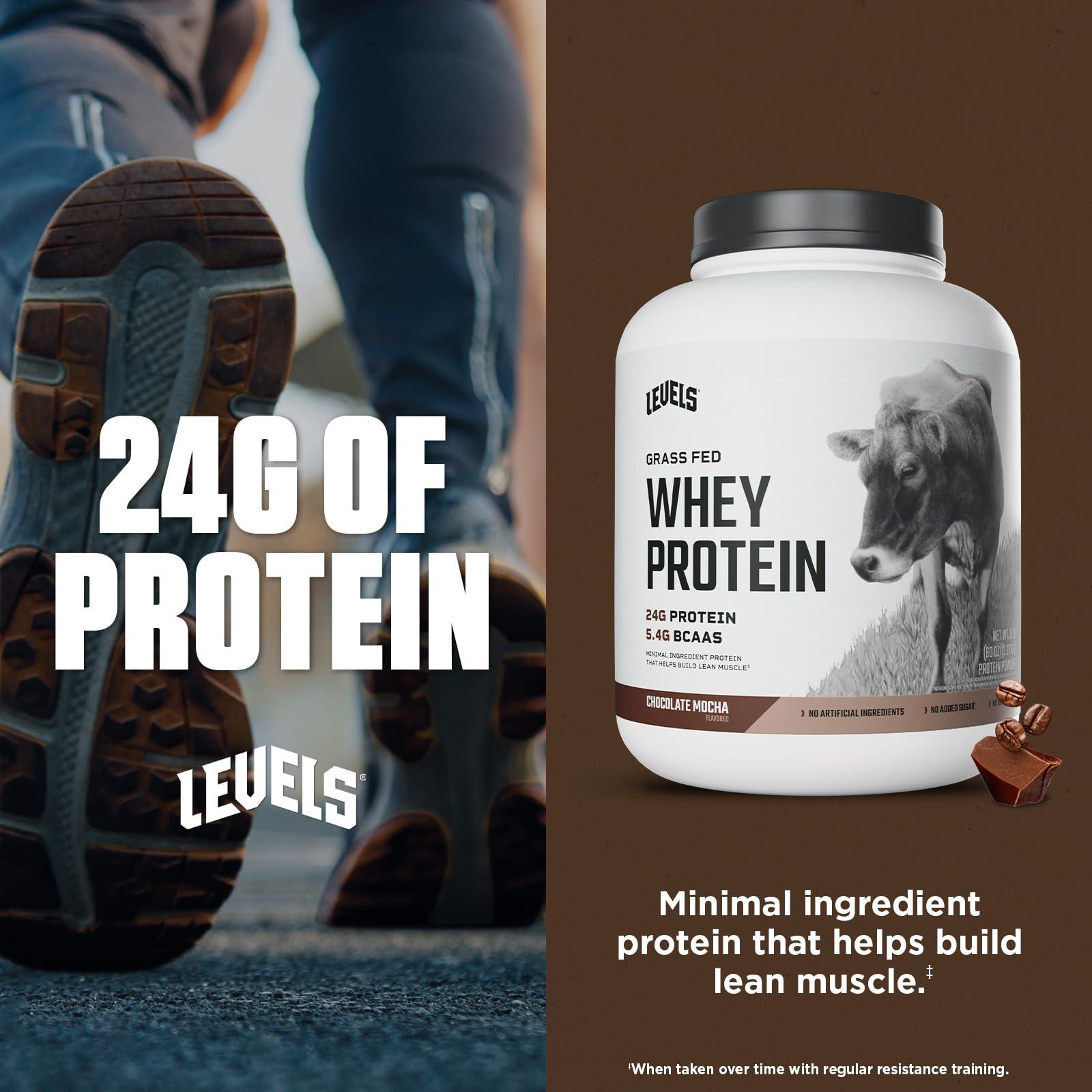 Levels Nutrition Levels Grass Fed Whey Protein, No Artificials, 24G of Protein, Chocolate Mocha, 5LB