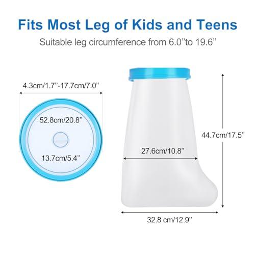 Clheatky Kids Leg Cast Cover Waterproof Leg Cast Cover for Shower Bath Watertight Plastic Protection Keep Bandage Dry, Reusable Foot Cast Protector for Leg, Knee, Foot, Ankle Wound17.5inch)