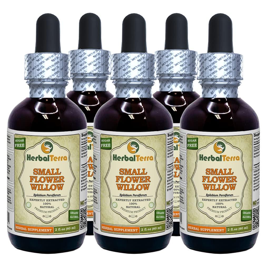 Herbal Terra LLC Small Flower Willow (Epilobium parviflorum) Tincture, Dried Herb Liquid Extract (Brand Name: HerbalTerra, Proudly Made in USA) 5x2 fl.oz (5x60 ml)
