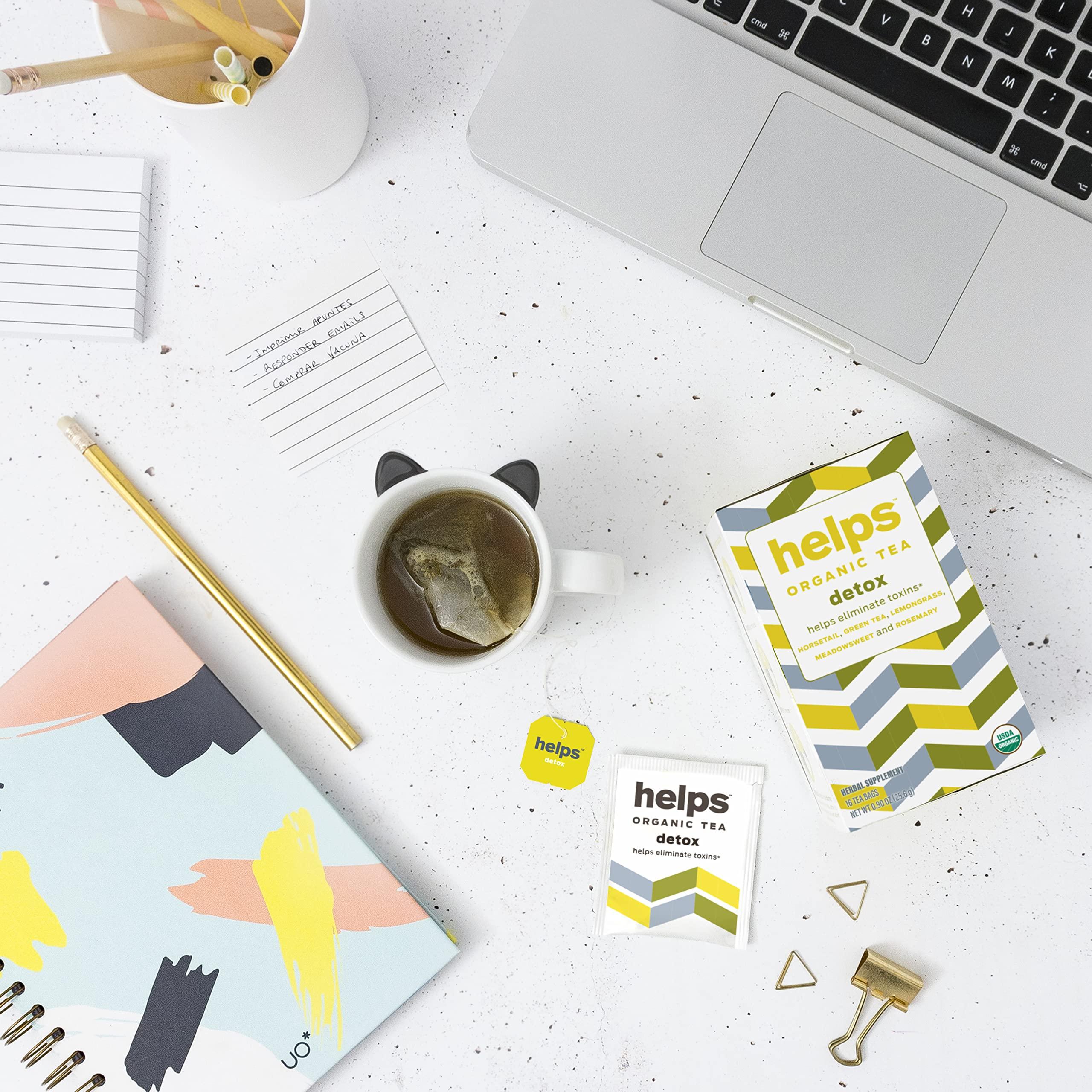 HELPS PHARMADUS BOTANICALS HELPS TEAS | Helps Detox Tea | Organic herbal blend of Horsetail, Green Tea, Herbal Lemon, Ulmaria and Rosemary that facilitate naturally our detox and depurative process. 16 Tea Bags