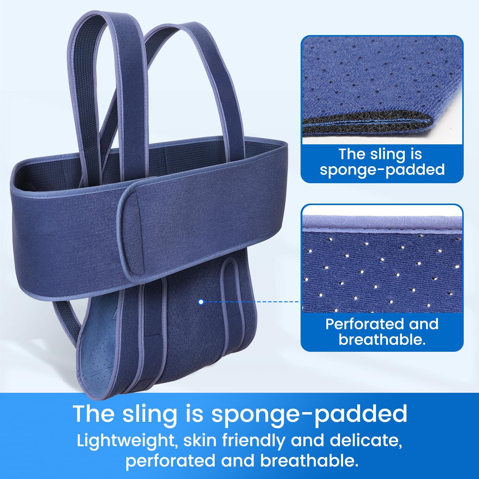 Velpeau Velpeau Arm Sling for Sleep, Shoulder Immobilizer for Women & Men - Very Soft Sling for Rotator Cuff Tear, Fractured, Dislocation, Broken, Postoperative, Fits Left & Right (Blue, M: Bust 27.5-39.5)