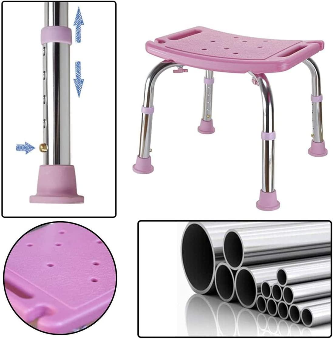 NineLife Basics NineLife Basics Shower Chair, for Adults Elderly Adjustable Shower Bench Tool-Free Assembly Disabled Bathroom Stool Bathtub Seat Shower Stool (Color : Pink, Size : 41 * 28cm)