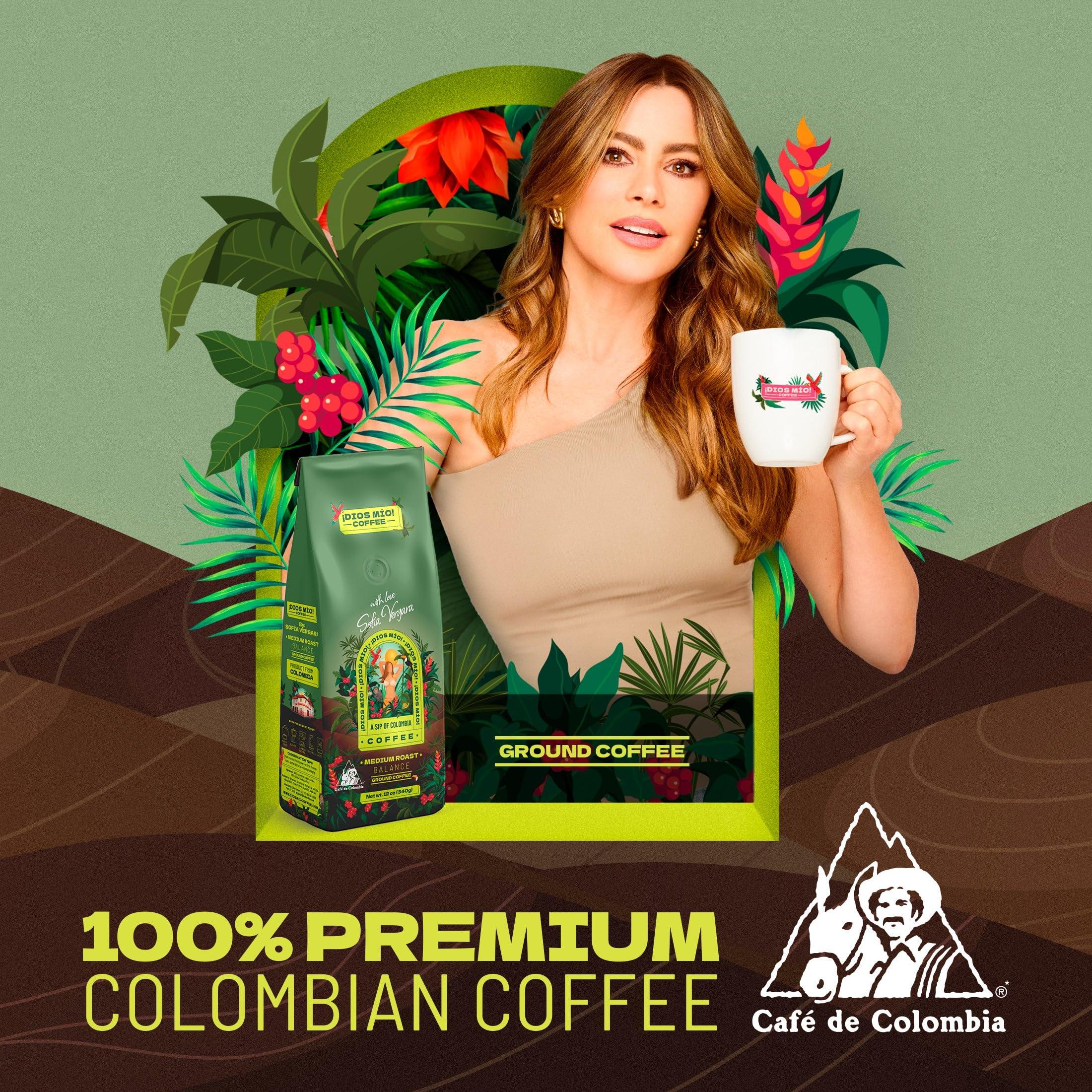 Dios Mio Dios Mio Coffee by Sofia Vergara | 100% Colombian Premium Ground Coffee | Balance, Medium Roast/Bags | Rich, Smooth Flavor | Fair Trade Coffee Beans | Empower Women Coffee Growers