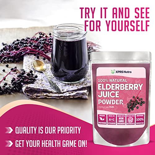 XPRS Nutra XPRS Nutra Elderberry Juice Powder - Elderberry Powder Organic Fruit Juice Mix - Powdered Elderberries Supplement Rich in Vitamins A and C (16 oz)